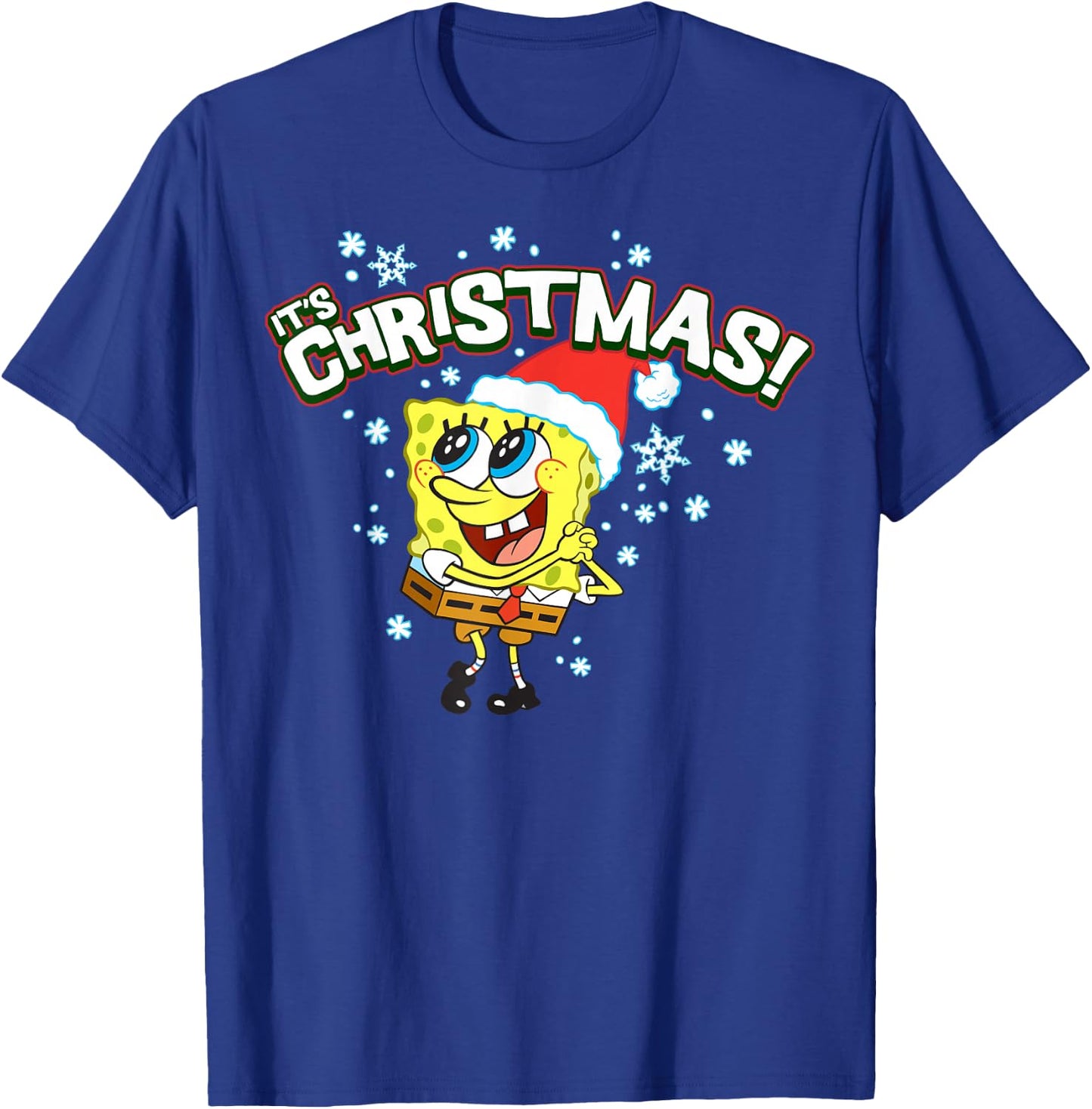 Spongebob Squarepants It's Christmas Snowflakes T-Shirt - T-Shirt | Royal