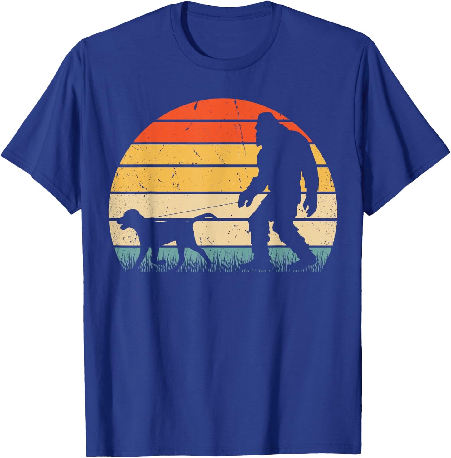 Funny Bigfoot Walking Labrador Dog Vintage Sasquatch Retro Women Girls Kids T-Shirt - T-Shirt | Royal
