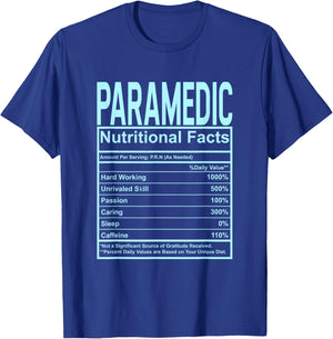 Funny Nutrition Facts Paramedic T-Shirt - T-Shirt | Royal