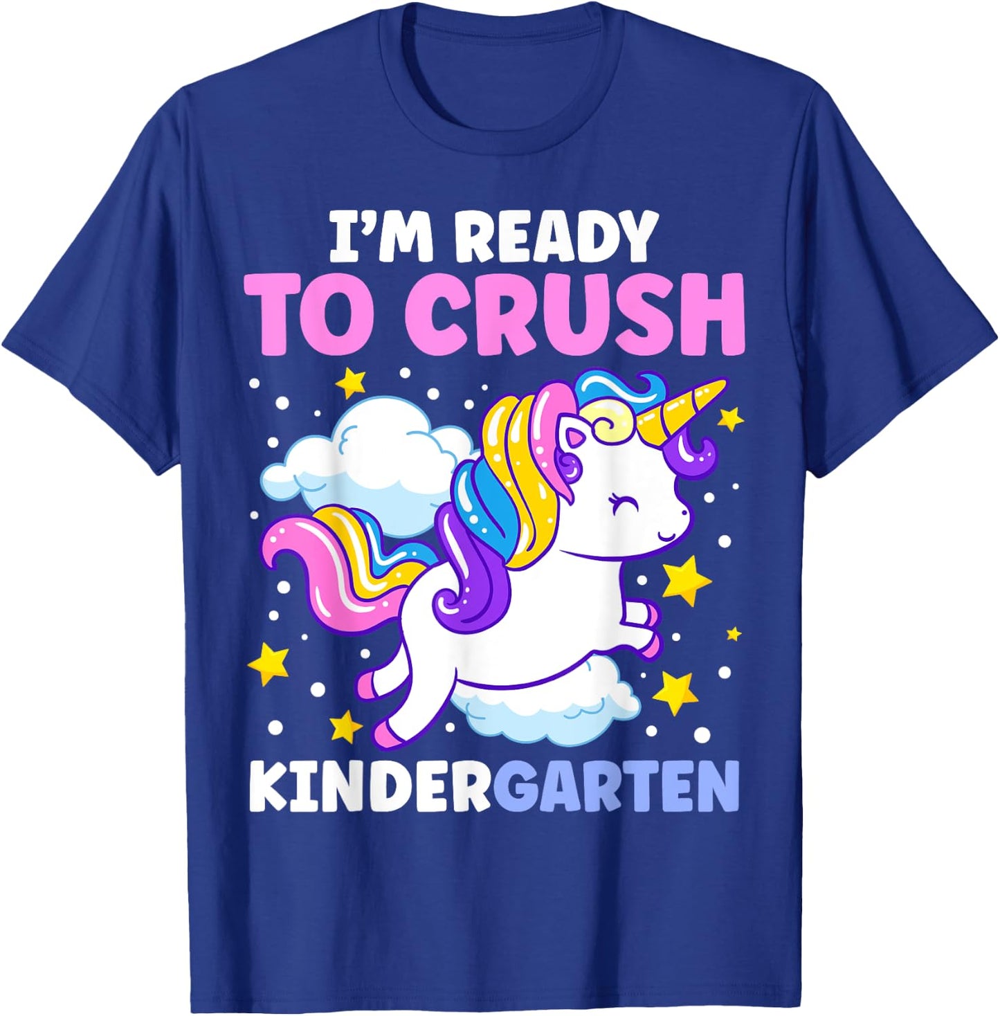 First Day of Kindergarten Unicorn Girls Back to School T-Shirt - T-Shirt | Royal