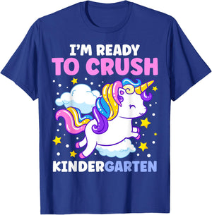 First Day of Kindergarten Unicorn Girls Back to School T-Shirt - T-Shirt | Royal