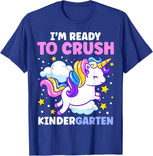First Day of Kindergarten Unicorn Girls Back to School T-Shirt - T-Shirt | Royal