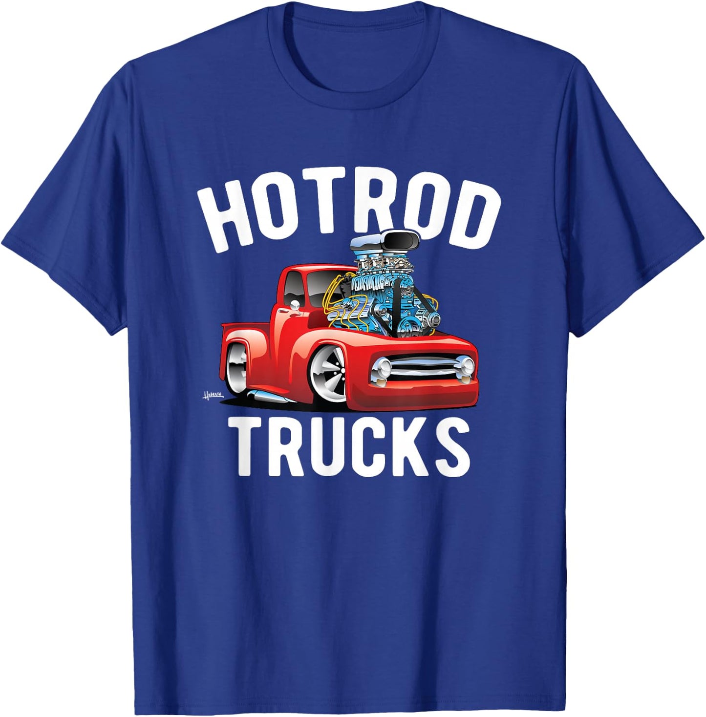 Hotrod Trucks Cartoon Classic Truck Design T-Shirt - T-Shirt | Royal