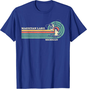 Vintage Retro Summer Fishing Magician Lake Men Women Kids T-Shirt - T-Shirt | Royal