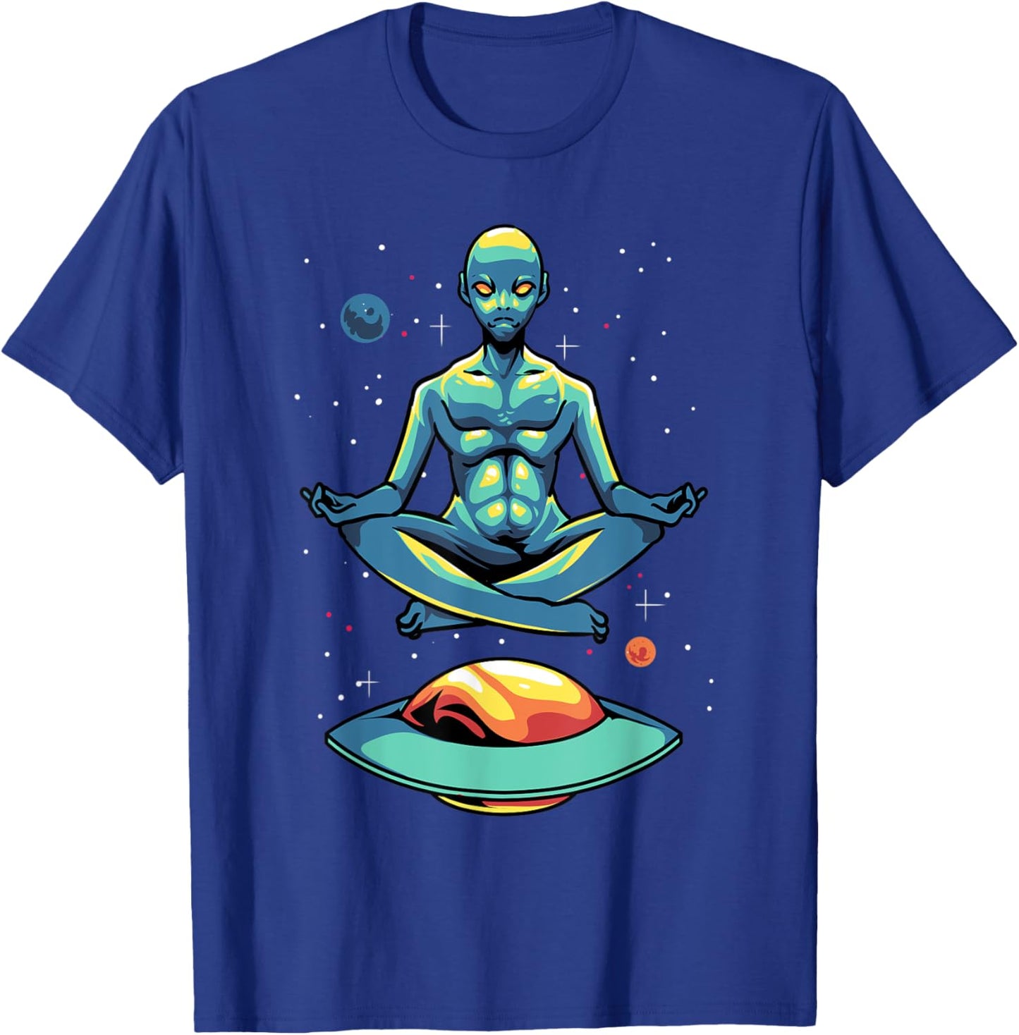 Yoga Alien Meditates In The Galaxy To Find Inner Peace T-Shirt - T-Shirt | Royal