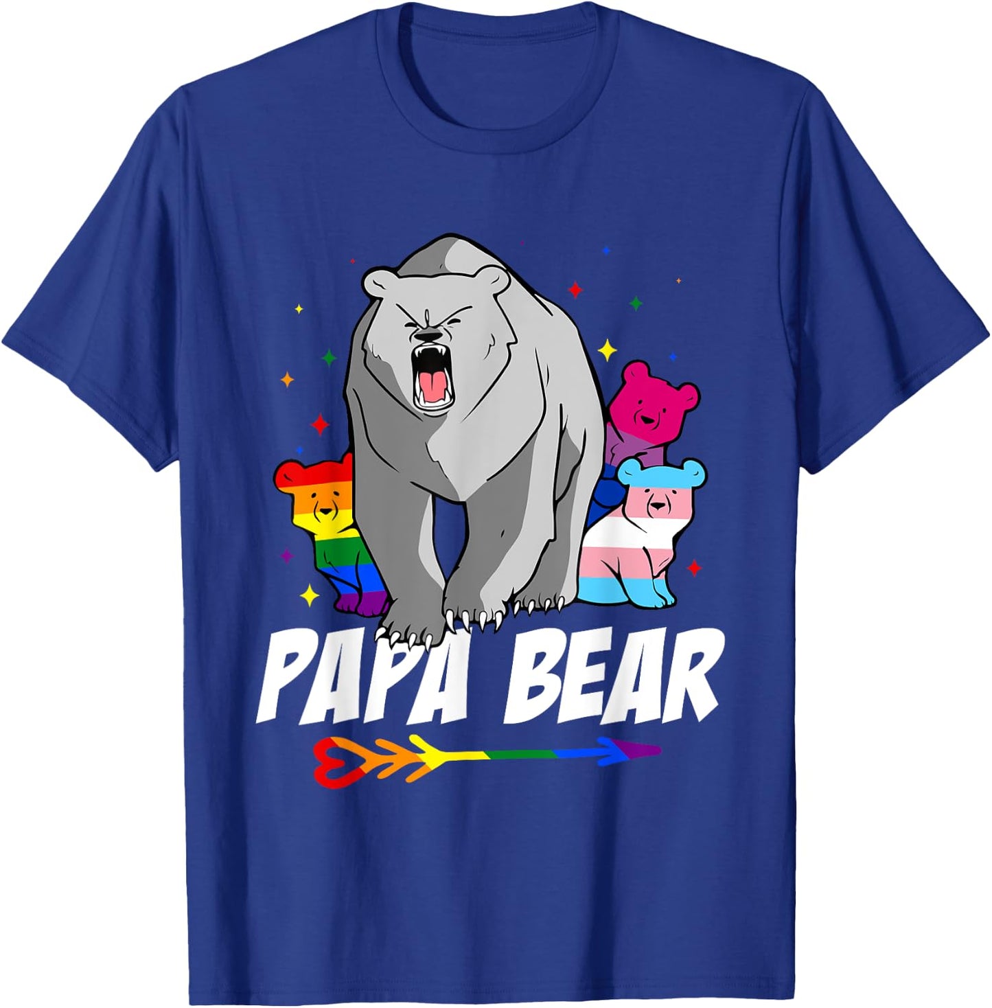 Papa Bear LGBT Gay Bisexual Trans Pride Month Support T-Shirt - T-Shirt | Royal