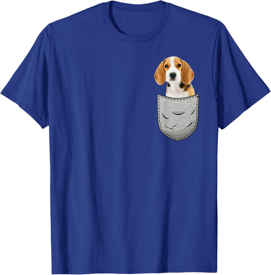 Beagle Chest Pocket for Dog Owners Men Women Girls Kids T-Shirt - T-Shirt | Royal