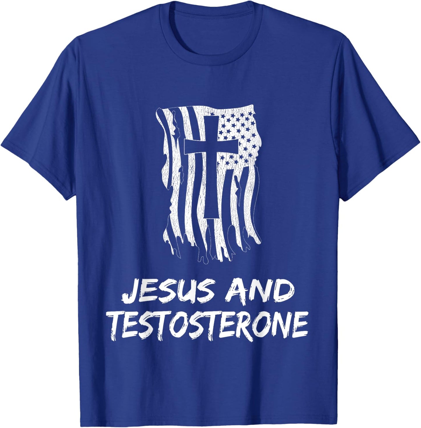 Jesus And Testosterone. Christian Testosterone Therapist T-Shirt - T-Shirt | Royal