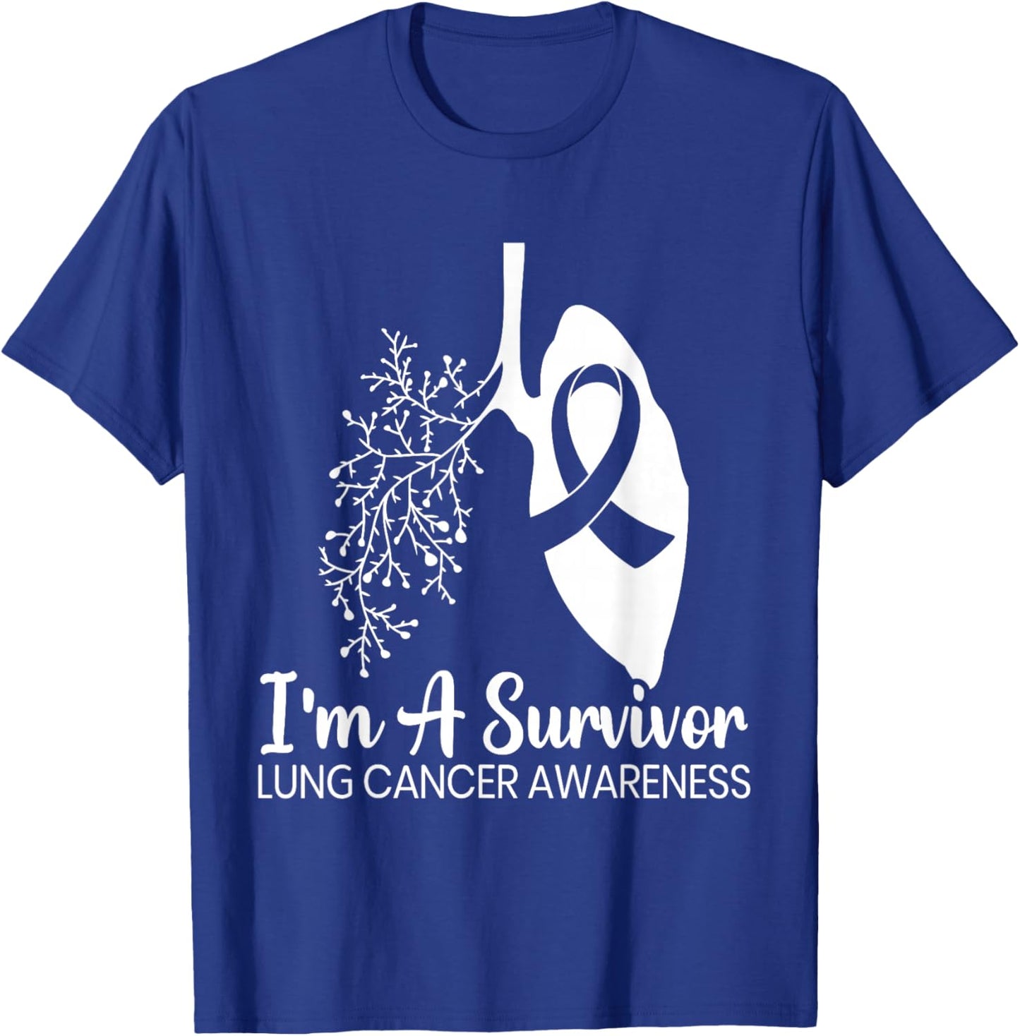 I'm A Survivor Lung Cancer Awareness Month White Ribbon T-Shirt - T-Shirt | Royal