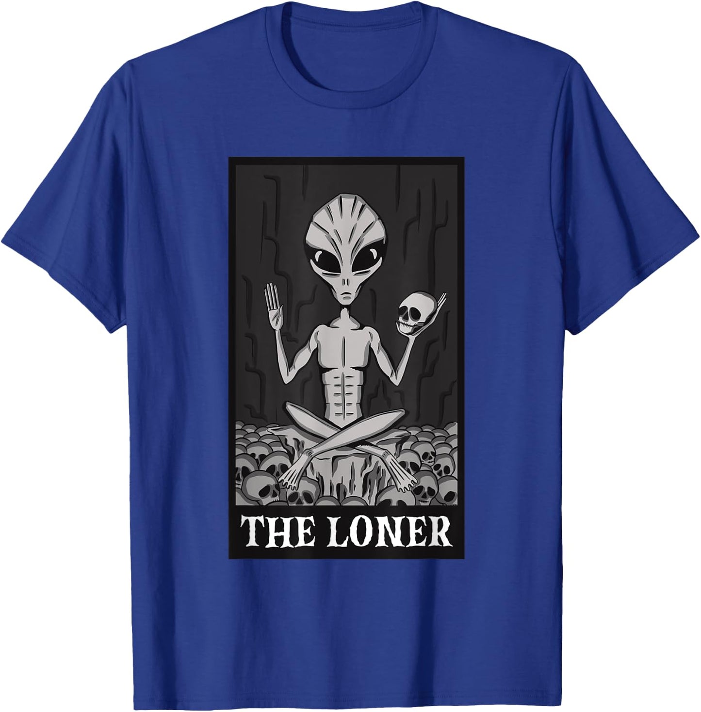 The Loner Lazy Halloween Costume Funny Alien Skeleton Skull T-Shirt - T-Shirt | Royal