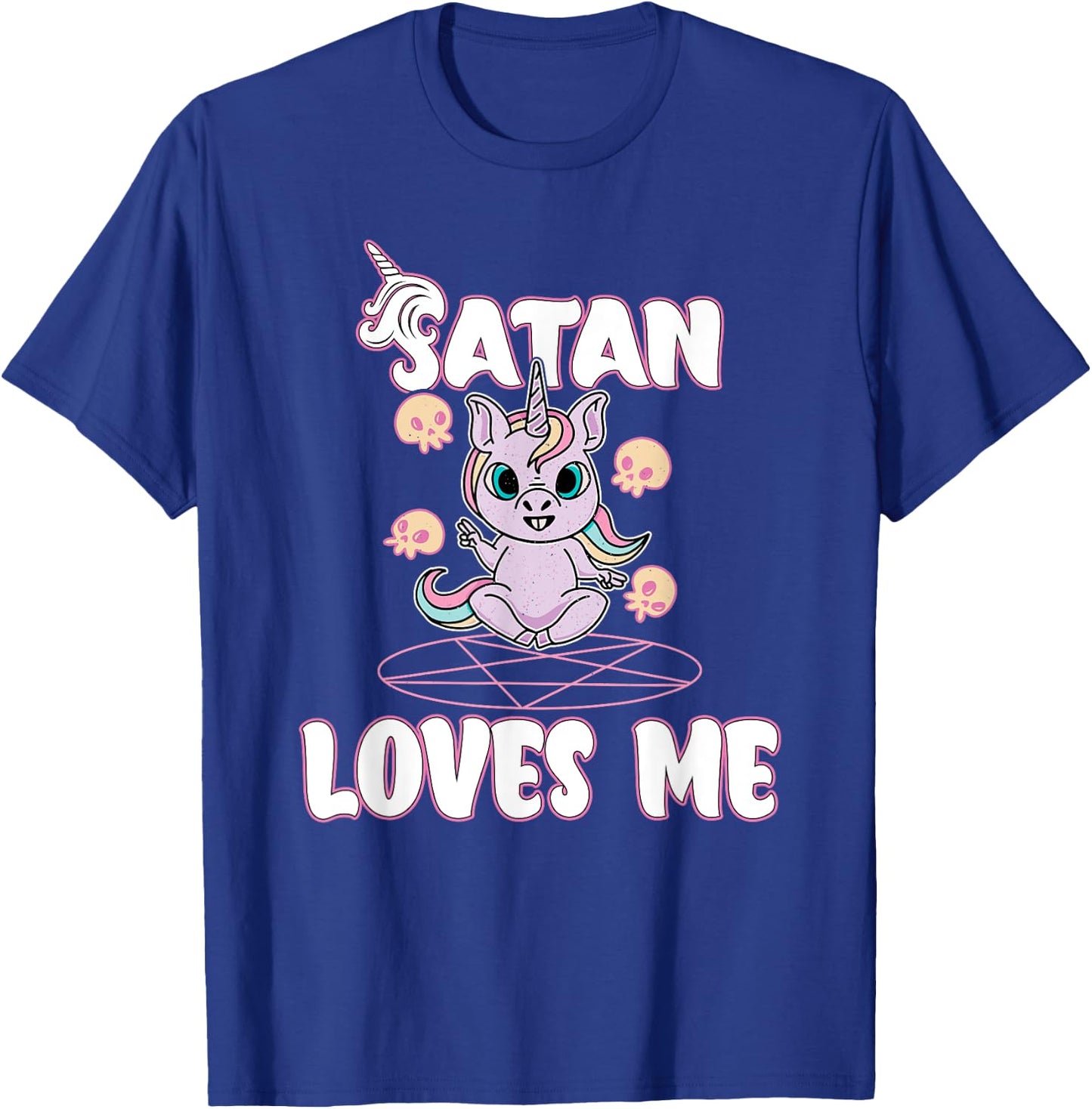 Satan Loves Me - Satanic Unicorn Satanism Baphomet T-Shirt - T-Shirt | Royal