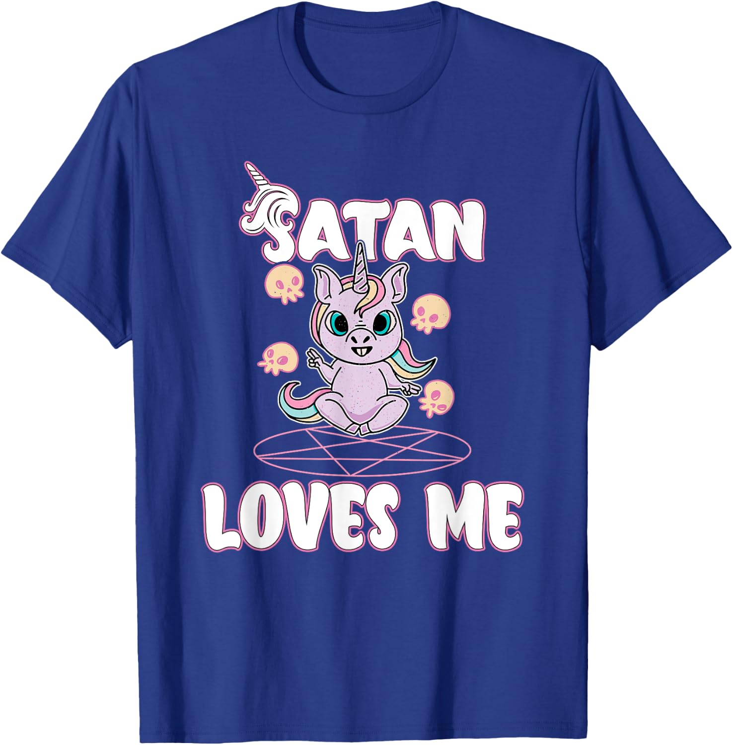 Satan Loves Me - Satanic Unicorn Satanism Baphomet T-Shirt - T-Shirt | Royal
