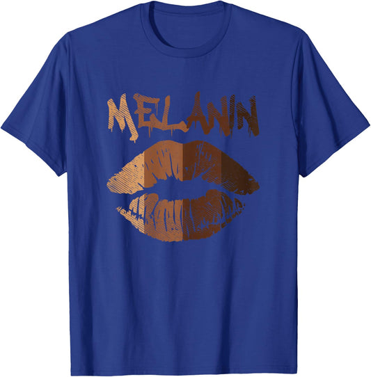 Melanin Lip Kiss BLM BHM Black History Afro Pride Women Gift T-Shirt - T-Shirt | Royal