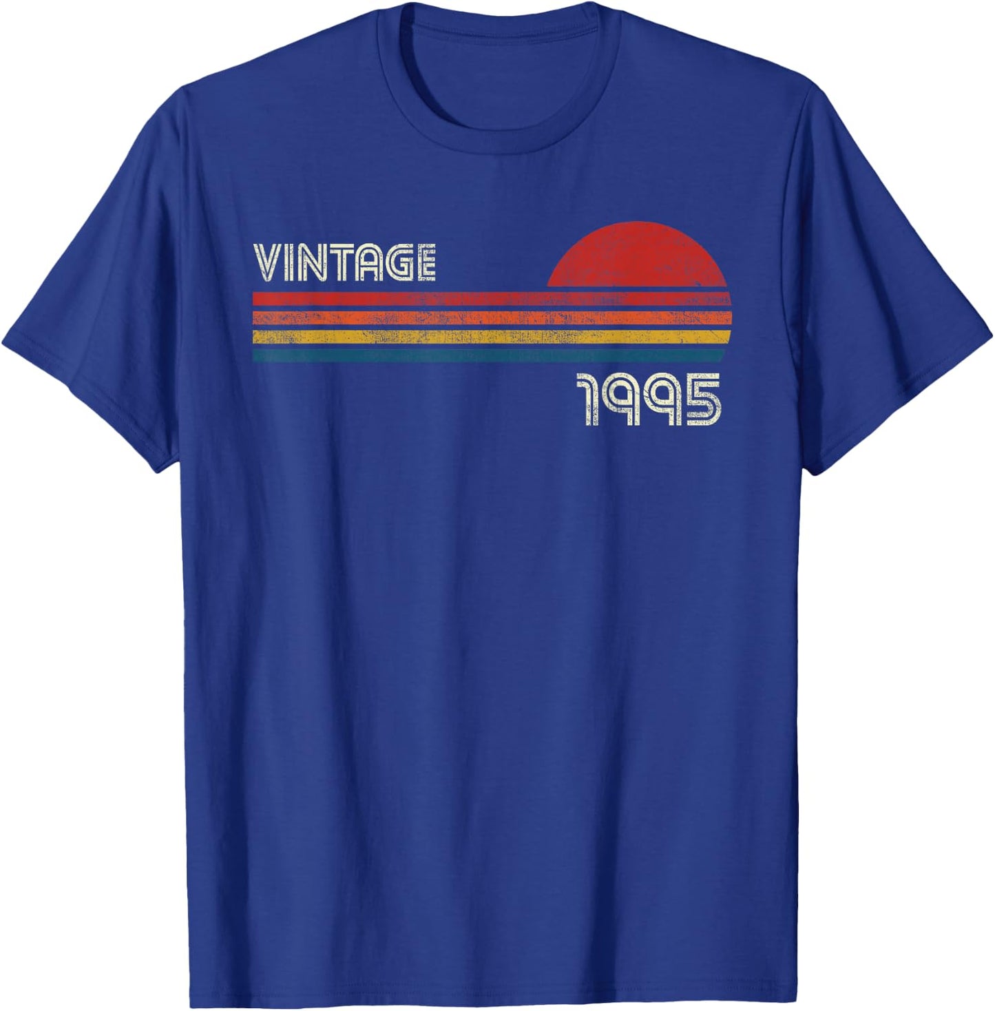 Vintage 1995 Chest Stripe 27 Birthday T-Shirt - T-Shirt | Royal
