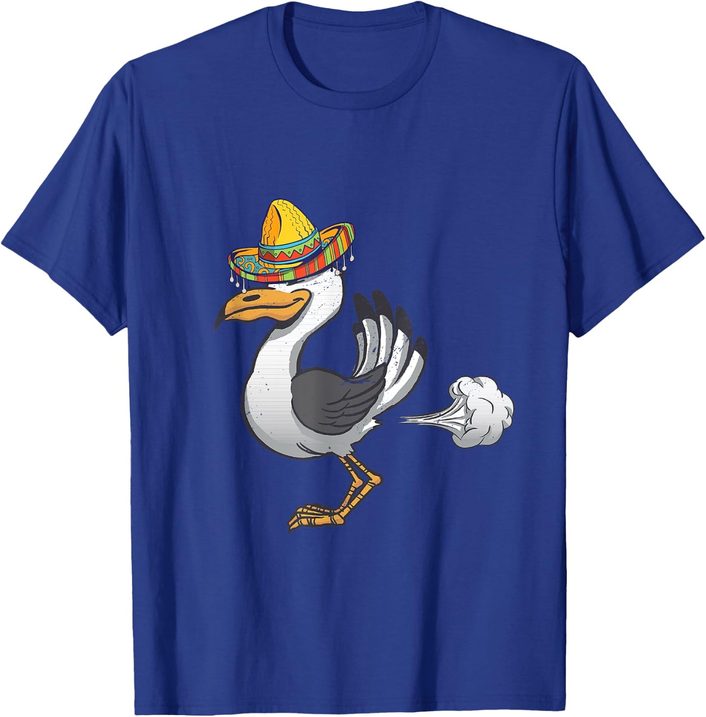 Funny Mexican Seagull Farting Sombrero Seagull Lover Gull T-Shirt - T-Shirt | Royal