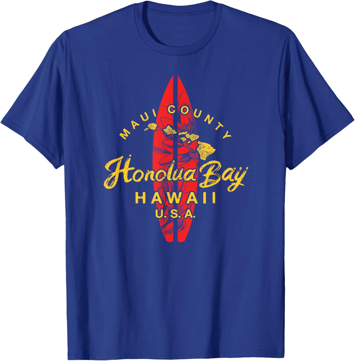 Hawaii Maui Hawaiian Islands Honolua Bay Surfing T-Shirt - T-Shirt | Royal