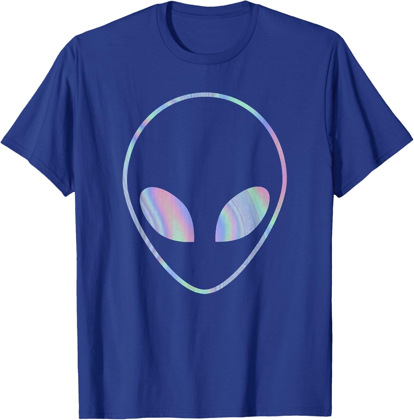 Trendy Alien Holographic Big Face T-Shirt - T-Shirt | Royal
