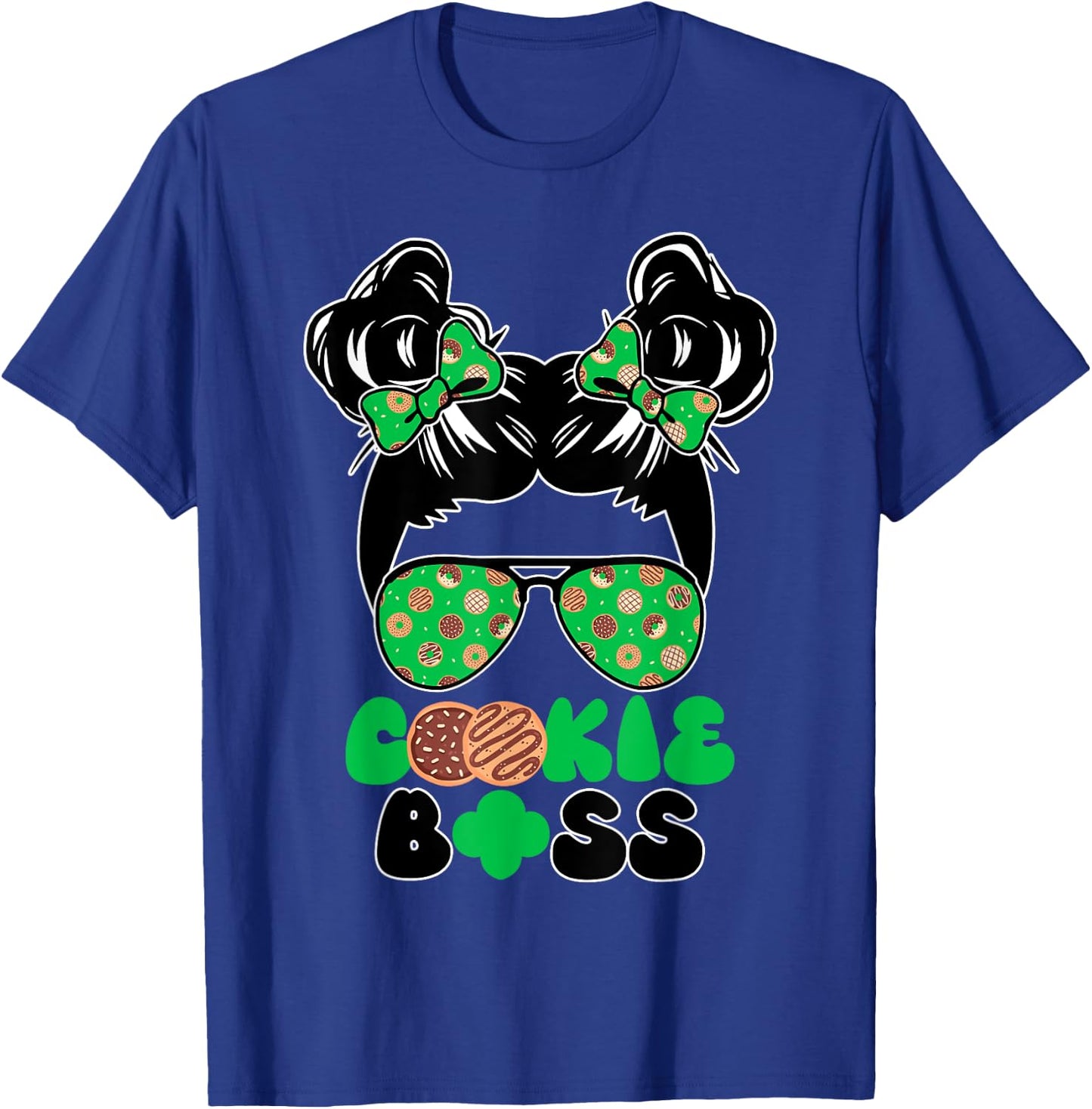 Cookie Boss Sunglasses Bow Hair Text Cookie Lovers Humor T-Shirt - T-Shirt | Royal