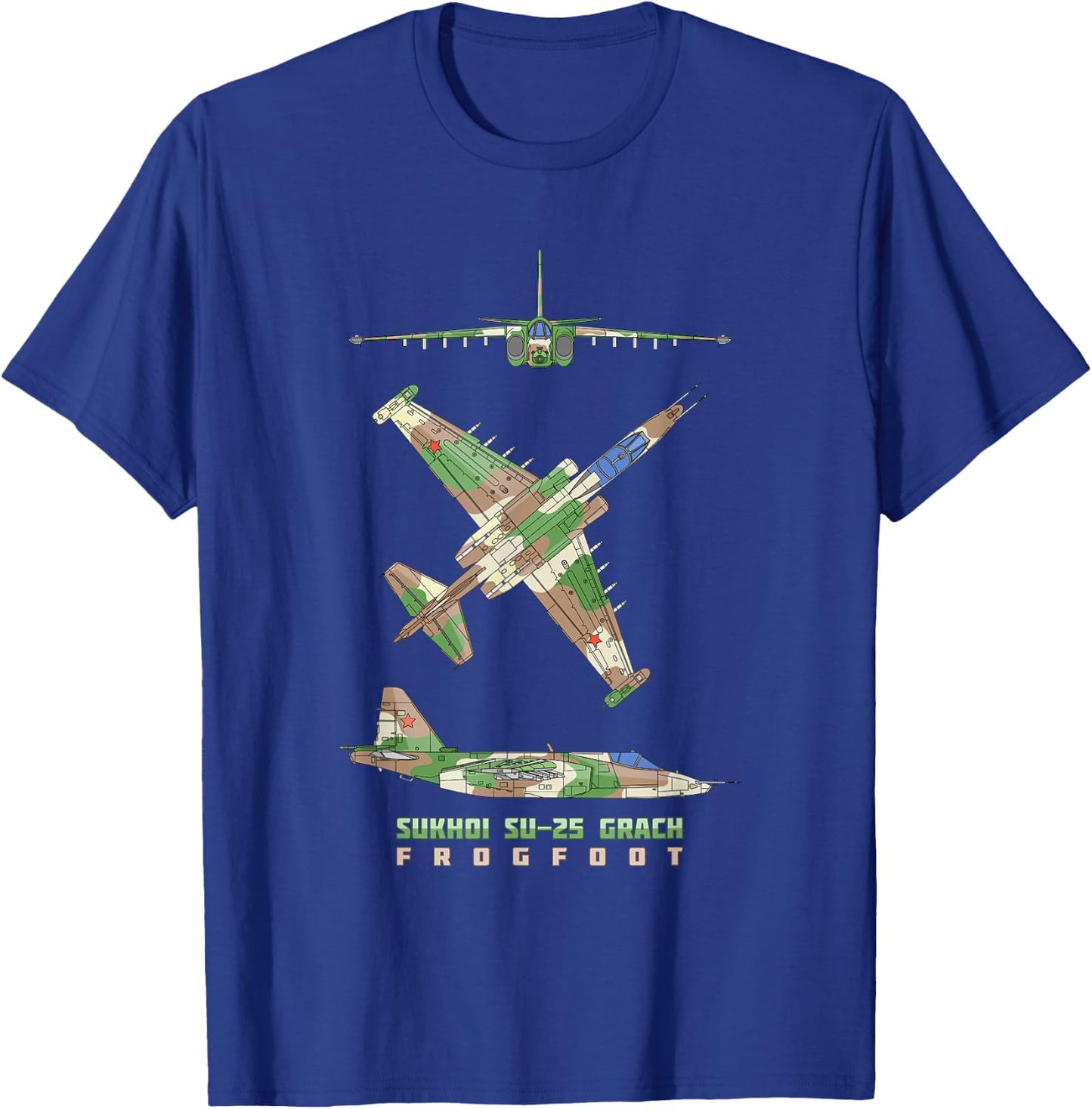 Sukhoi Su-25 Grach Russian Jet Plane Diagram T-Shirt - T-Shirt | Royal