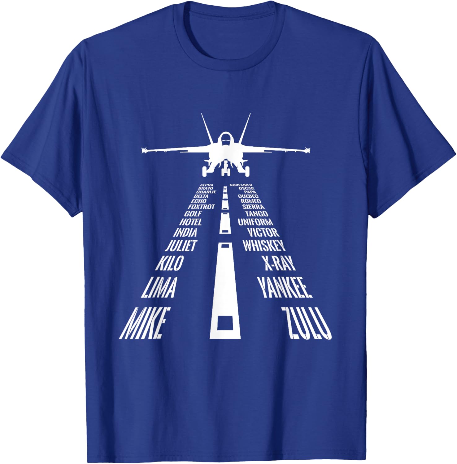 Flying F18 Hornet Pilot Landing Phonetic Alphabet Runway T-Shirt - T-Shirt | Royal
