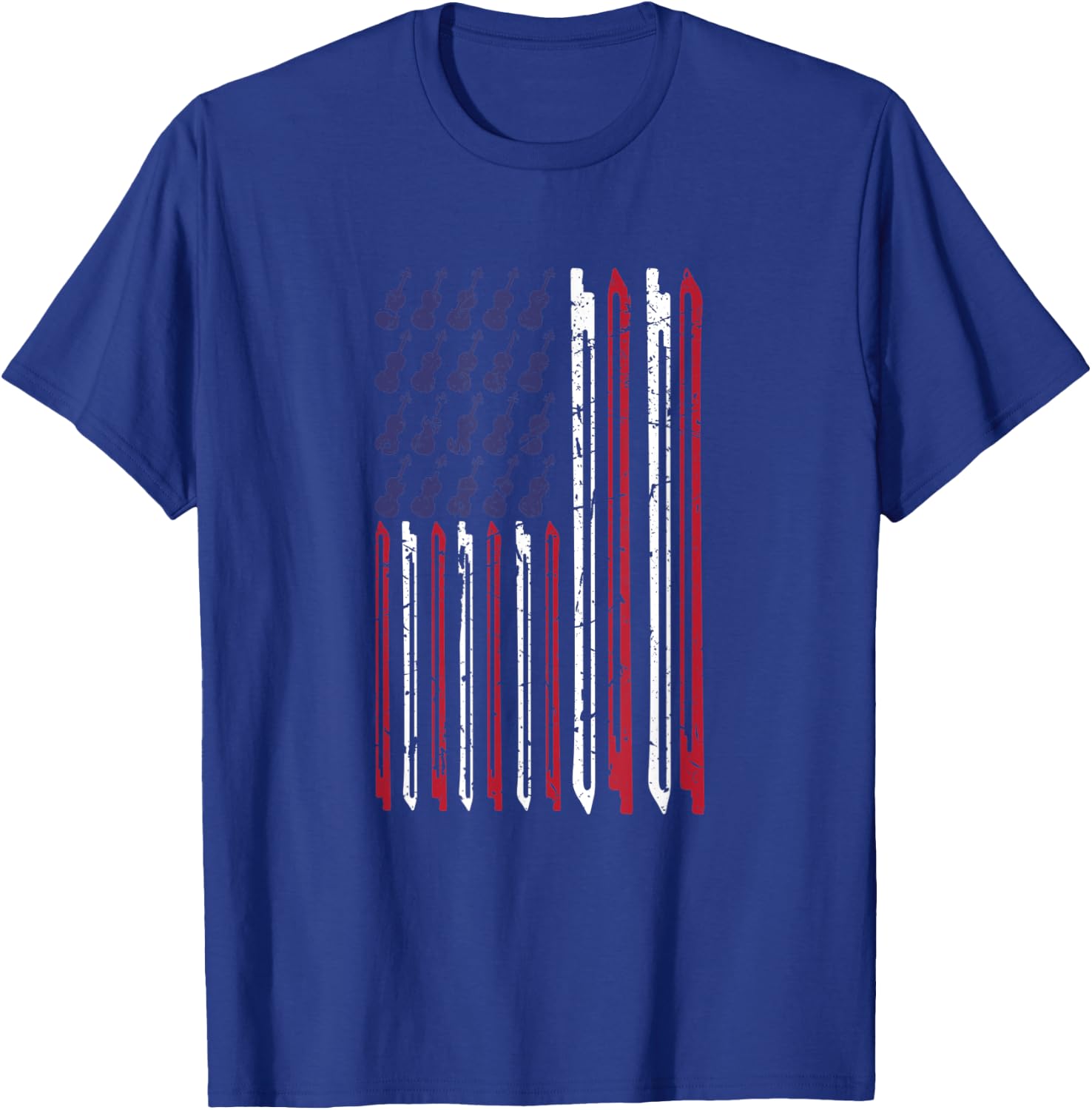 Violin Bow Music Musical Violinist USA American Flag Kids Men T-Shirt - T-Shirt | Royal