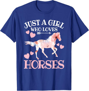 Just A Girl Who Loves Horses Teen Girls Horse Lover T-Shirt - T-Shirt | Royal