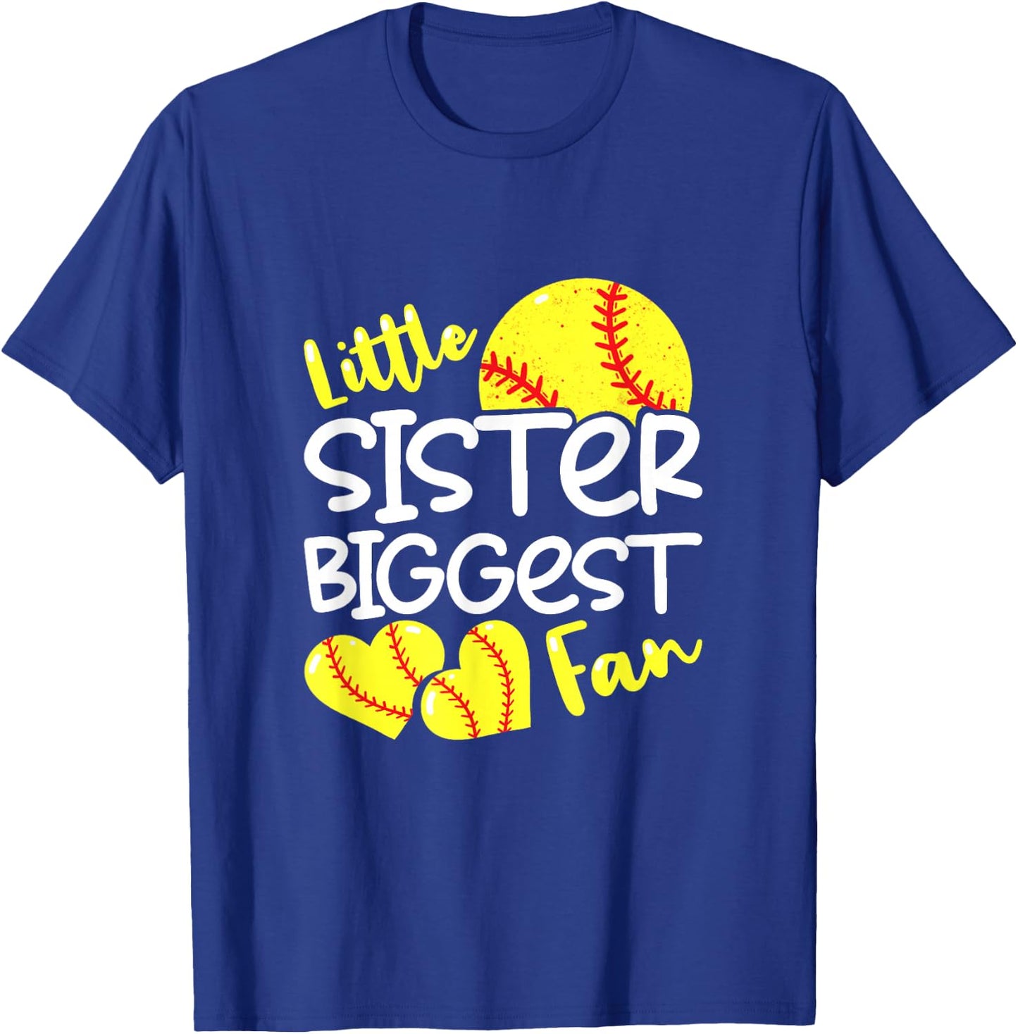 Softball Little Sister Biggest Fan Teen Girls T-Shirt - T-Shirt | Royal