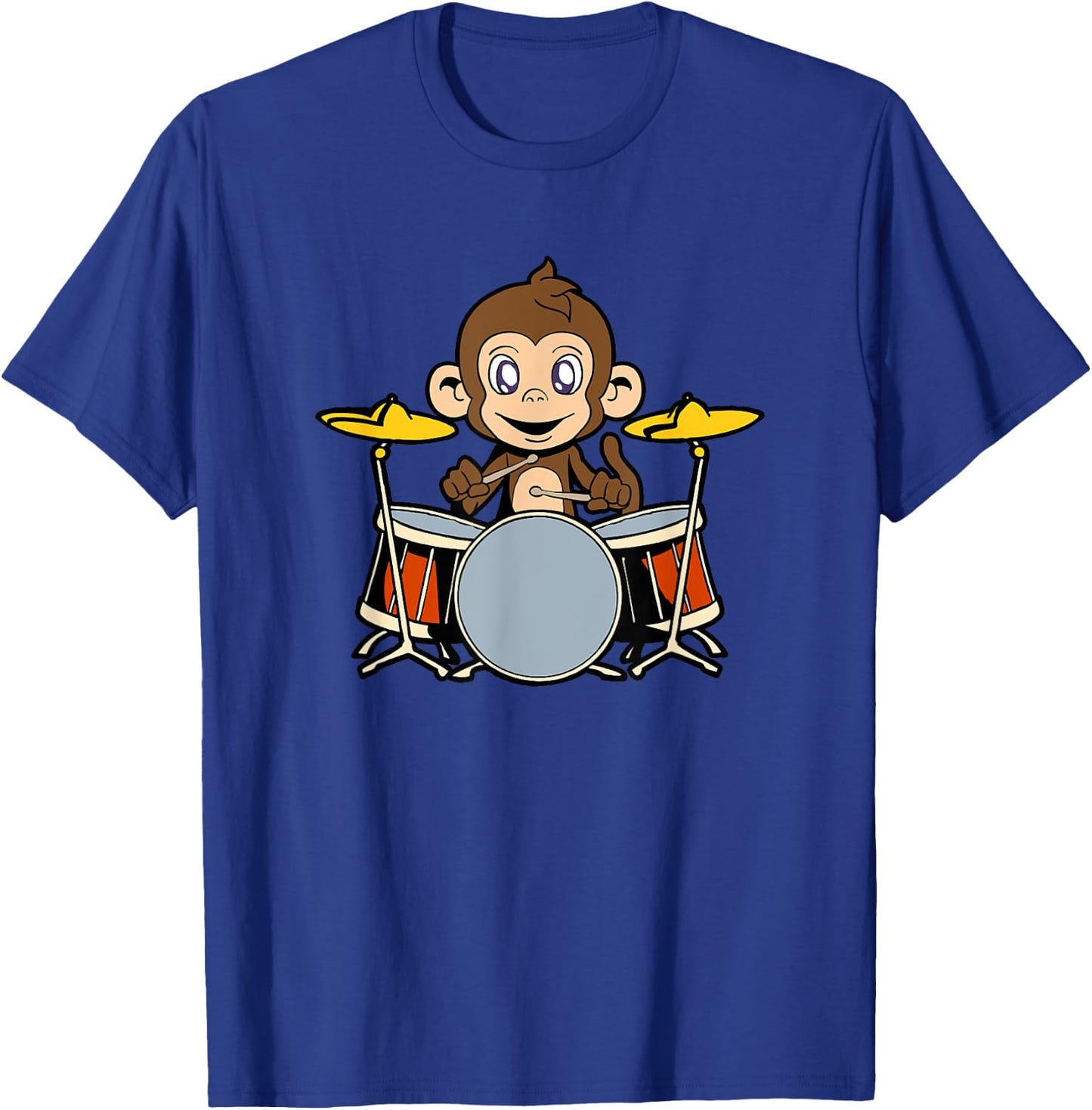 Cartoon monkey playing drums T-Shirt - T-Shirt | Royal