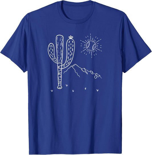 Cactus Baseball Bat Image for America's Pastime Fan T-Shirt - T-Shirt | Royal