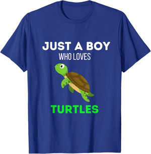 Just A Boy Who Loves Turtles Funny Turtle Lover T-Shirt - T-Shirt | Royal