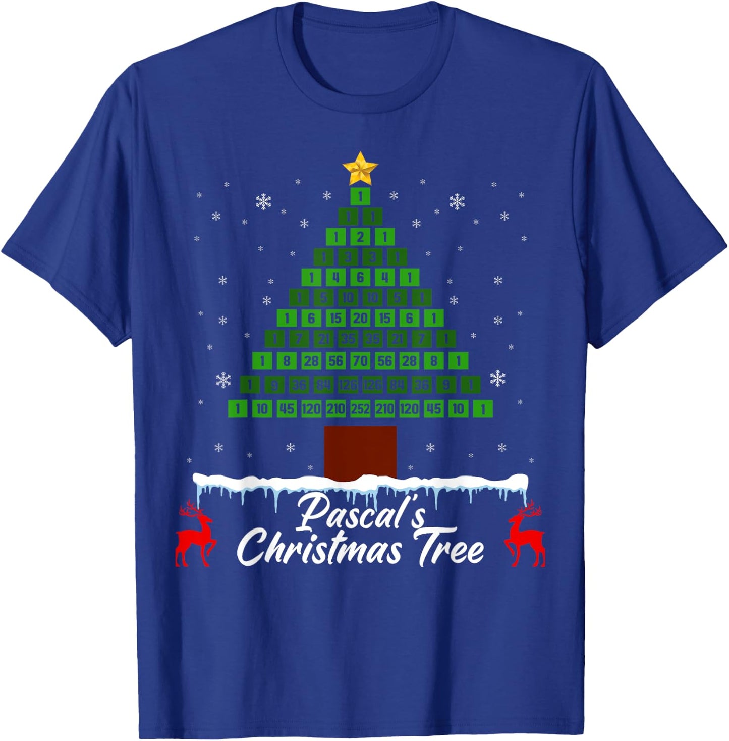 Pascal's Christmas Tree - Fun Math Ugly Xmas Sweater T-Shirt - T-Shirt | Royal