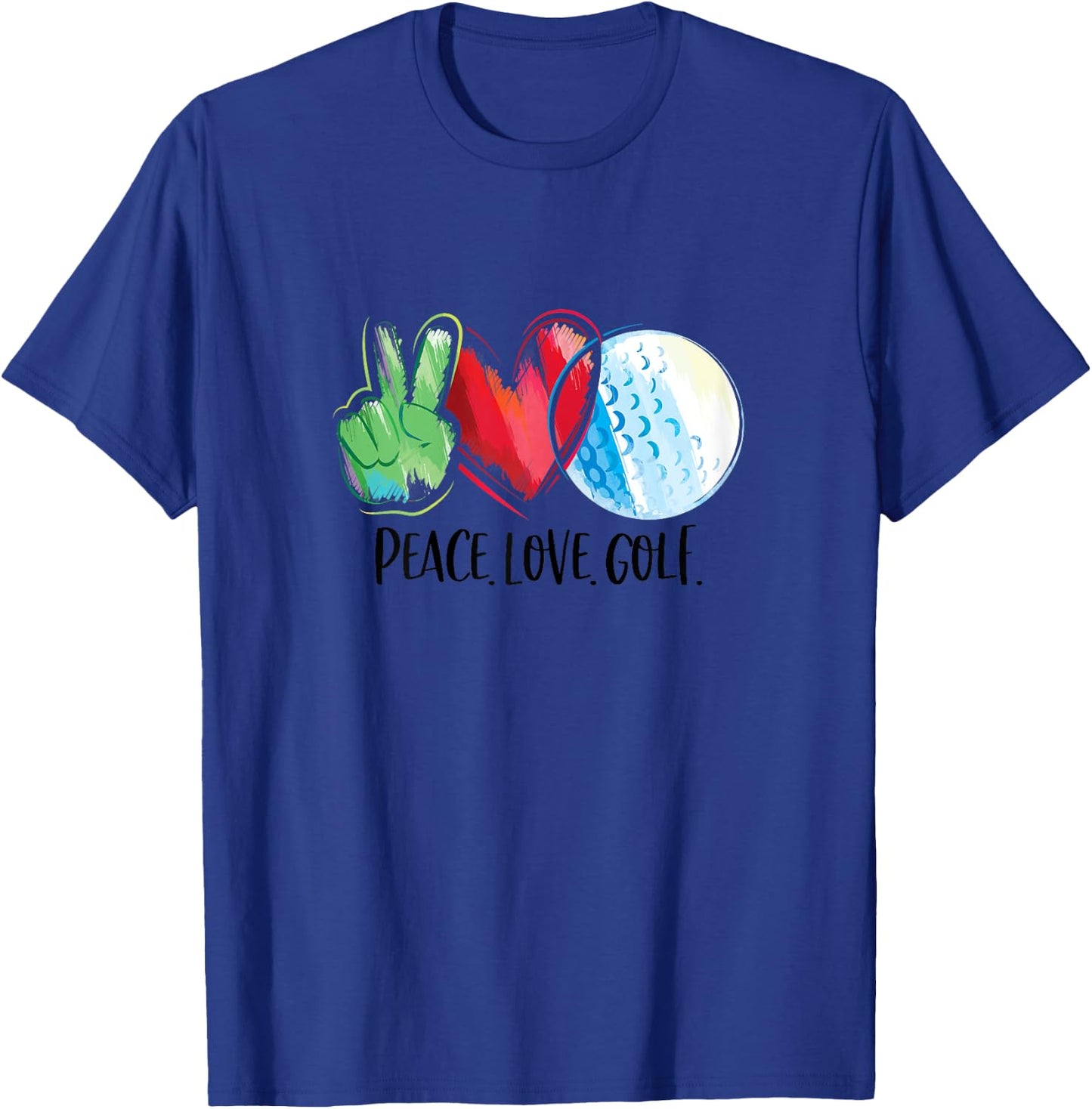 Golf Player Golfing Golf Club Peace Love Golf T-Shirt - T-Shirt | Royal