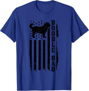 Doodle Dad Vintage American Flag Patriotic Goldendoodle Dog T-Shirt - T-Shirt | Royal