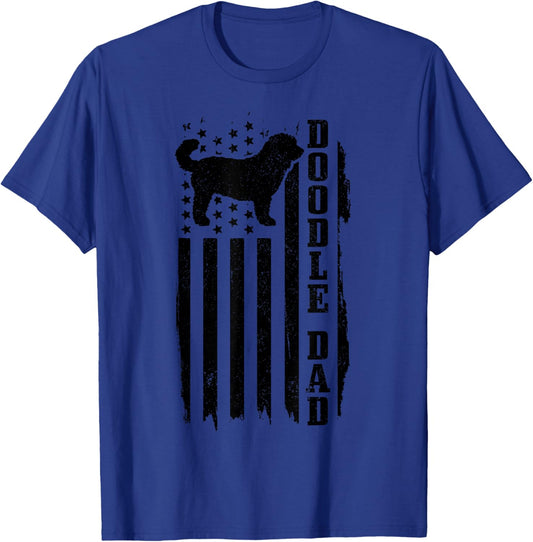 Doodle Dad Vintage American Flag Patriotic Goldendoodle Dog T-Shirt - T-Shirt | Royal