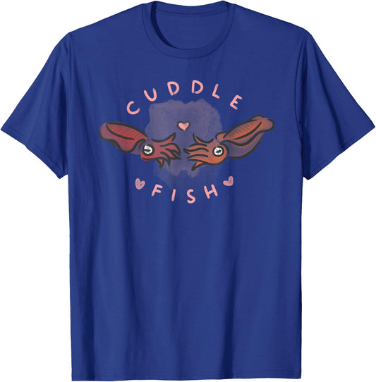 Cuddle Fish love heart cartoon word pun cuttlefish T-Shirt - T-Shirt | Royal