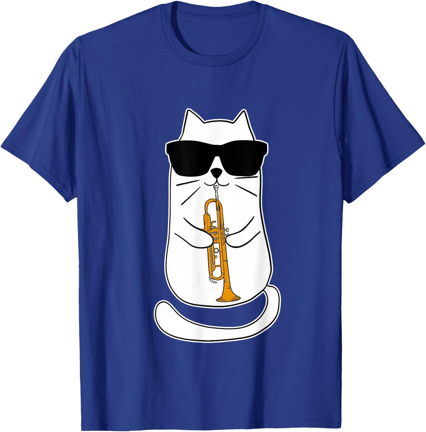 Trumpet Cat Funny Trumpet Player T-Shirt - T-Shirt | Royal
