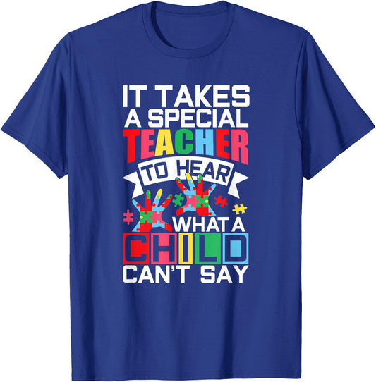 Autism Teacher Puzzle Piece Special Child Autistic T-Shirt - T-Shirt | Royal