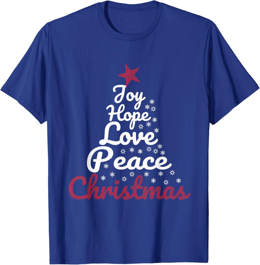 Star Design Joy Hope Love Peace Christmas T-Shirt - T-Shirt | Royal