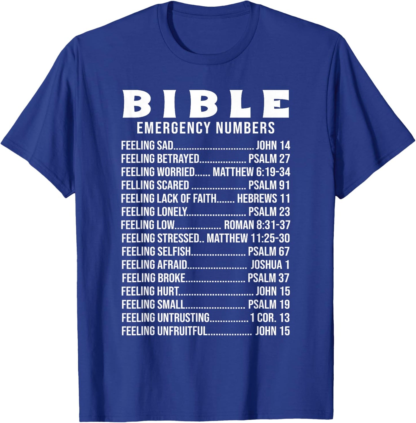 Bible Emergency Hotline Numbers T-Shirt - T-Shirt | Royal