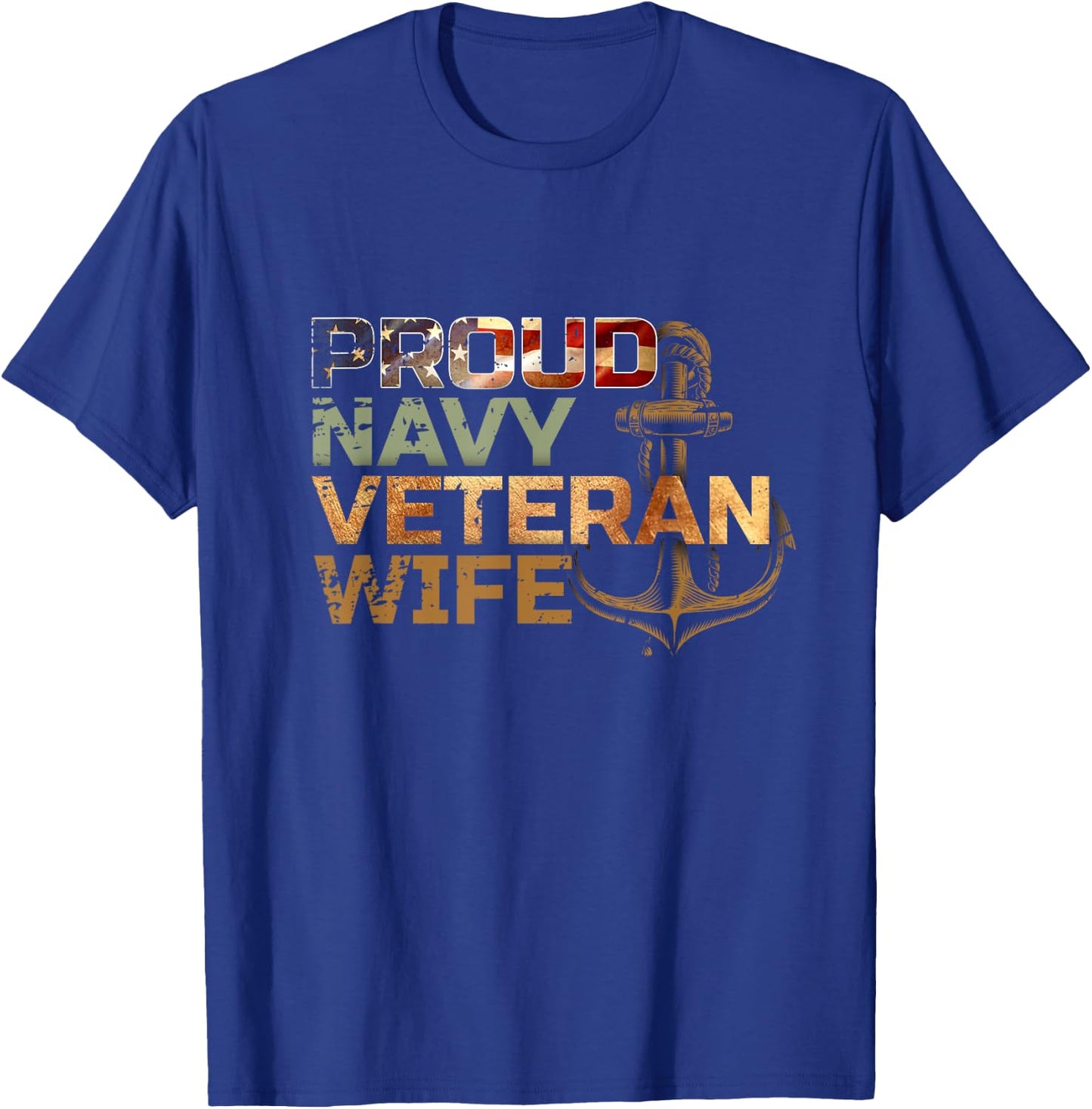 Proud Veteran's Wife USA American Flag Patriotic T-Shirt - T-Shirt | Royal