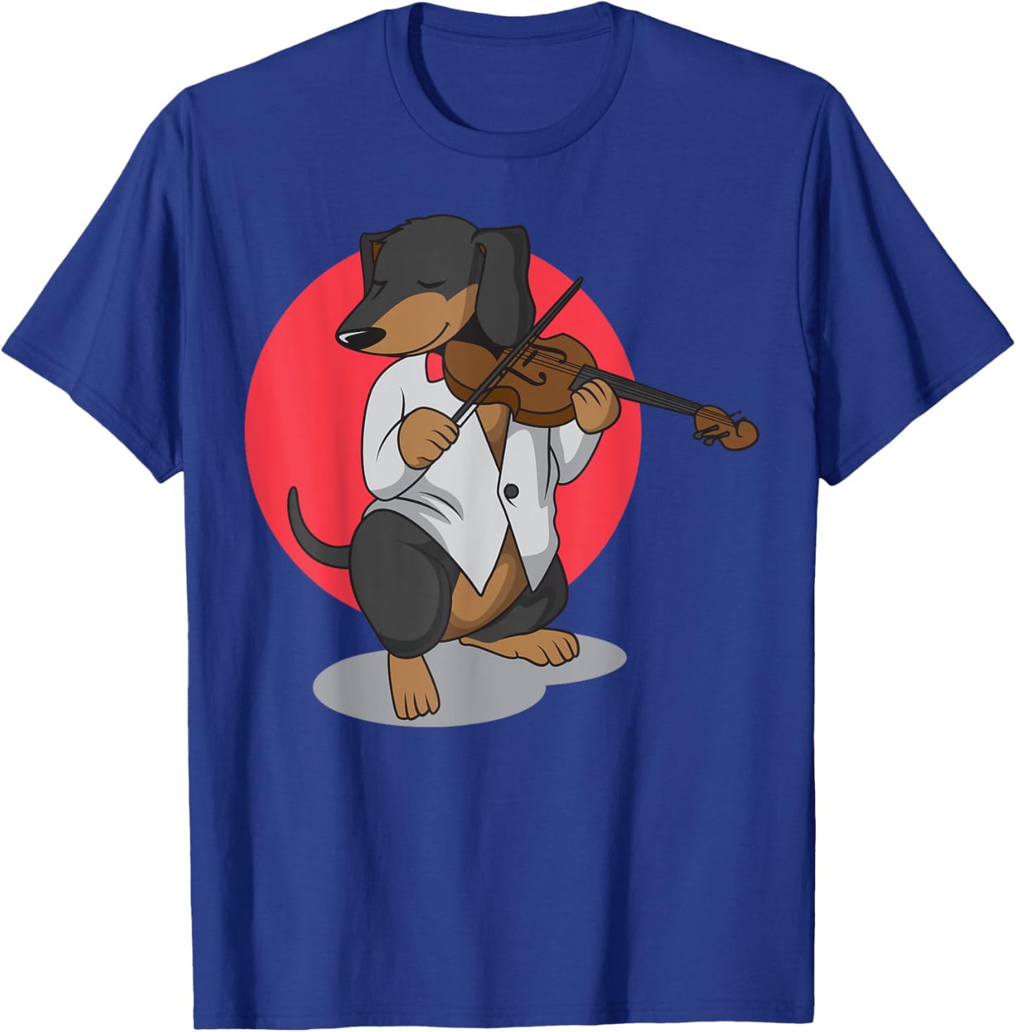 Dachshund Wiener Dog Playing Violin Cute Funny Violinist T-Shirt - T-Shirt | Royal
