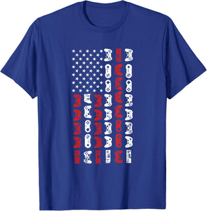Game Controller 4th Of July Cool USA Flag Patriotic Gamer T-Shirt - T-Shirt | Royal