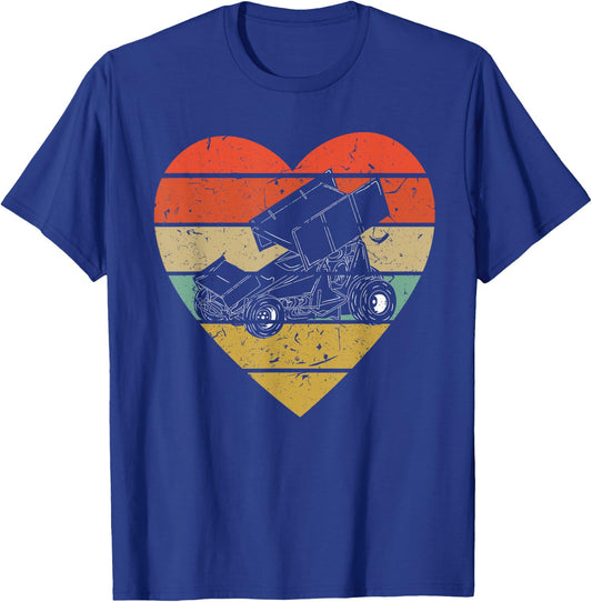 Sprint Car Racing Vintage Design Retro Racer Heart Sport Fan T-Shirt - T-Shirt | Royal