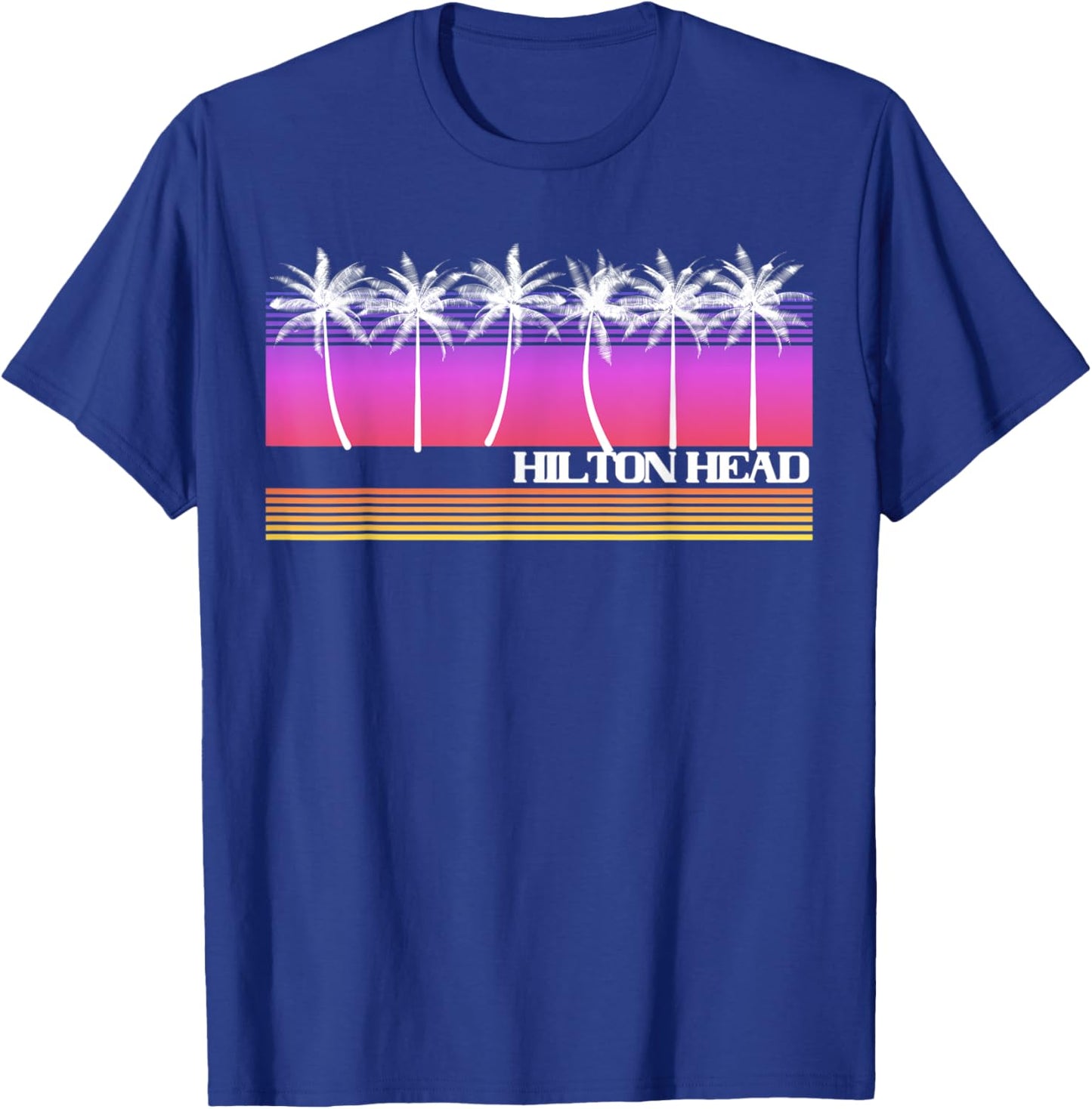 Hilton Head South Carolina Island Retro Vintage Beach Sunset T-Shirt - T-Shirt | Royal