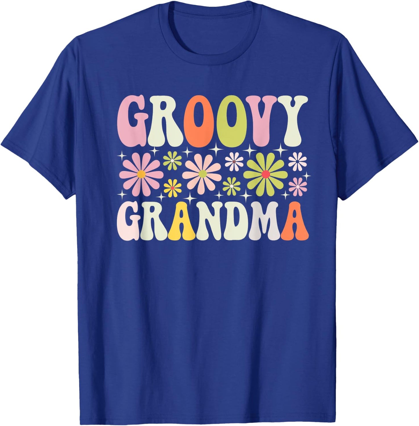Groovy Grandma Floral Hippie Flower Graphic Grandmother T-Shirt - T-Shirt | Royal