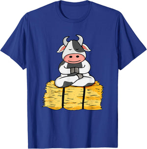 Meditating Cow Lover Yoga Lover Women Meditation T-Shirt - T-Shirt | Royal