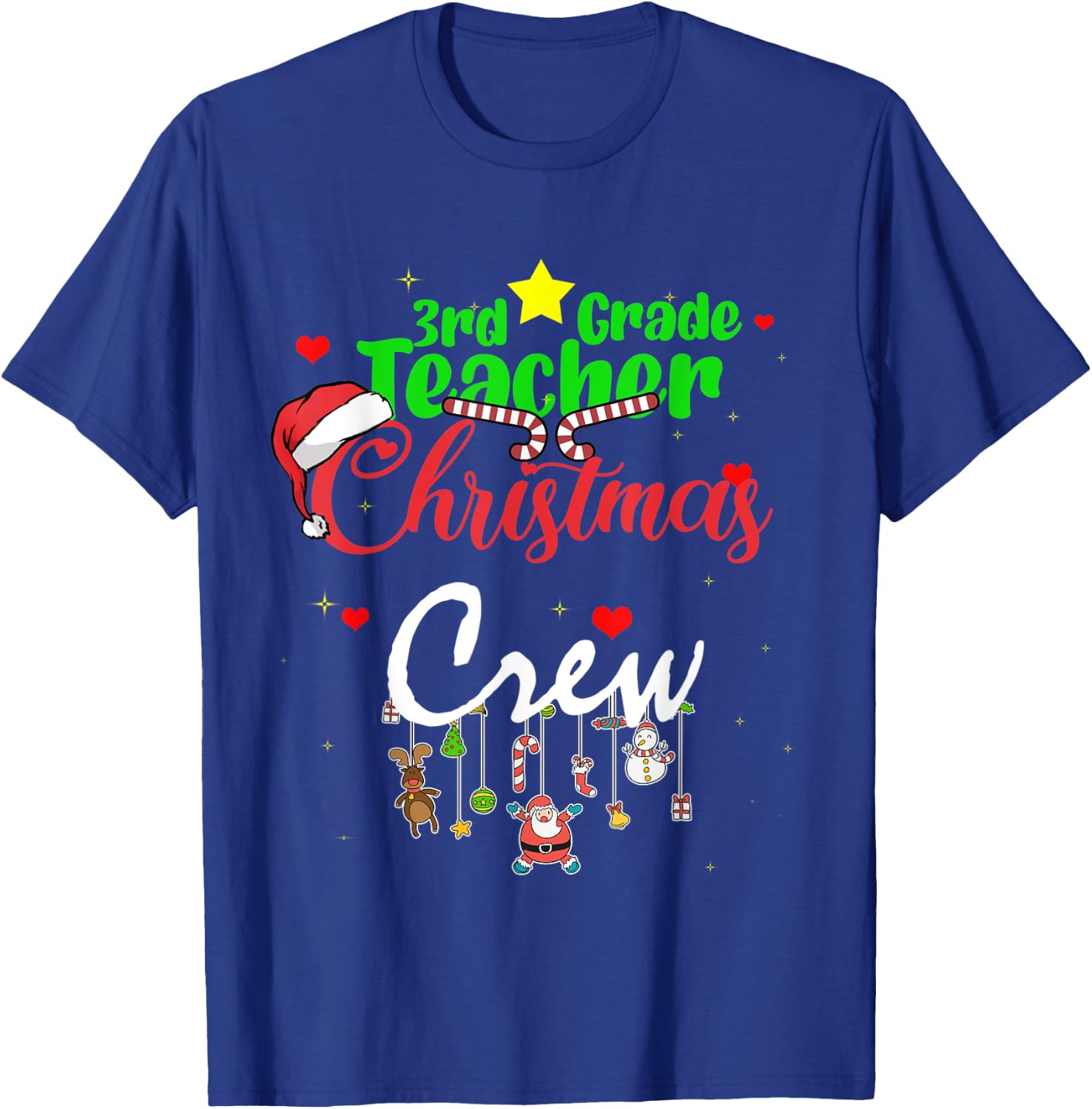 3rd Grade Teacher Christmas Crew Funny Xmas 2021 men Women T-Shirt - T-Shirt | Royal