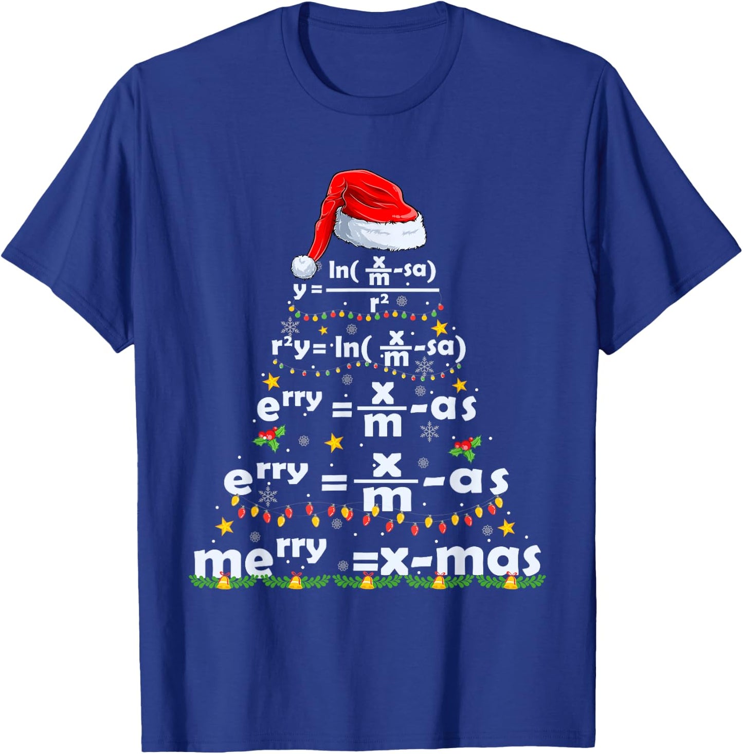 Math Equation Merry X-mas Funny Math Teacher Christmas Humor Men Women Kids T-Shirt - T-Shirt | Royal