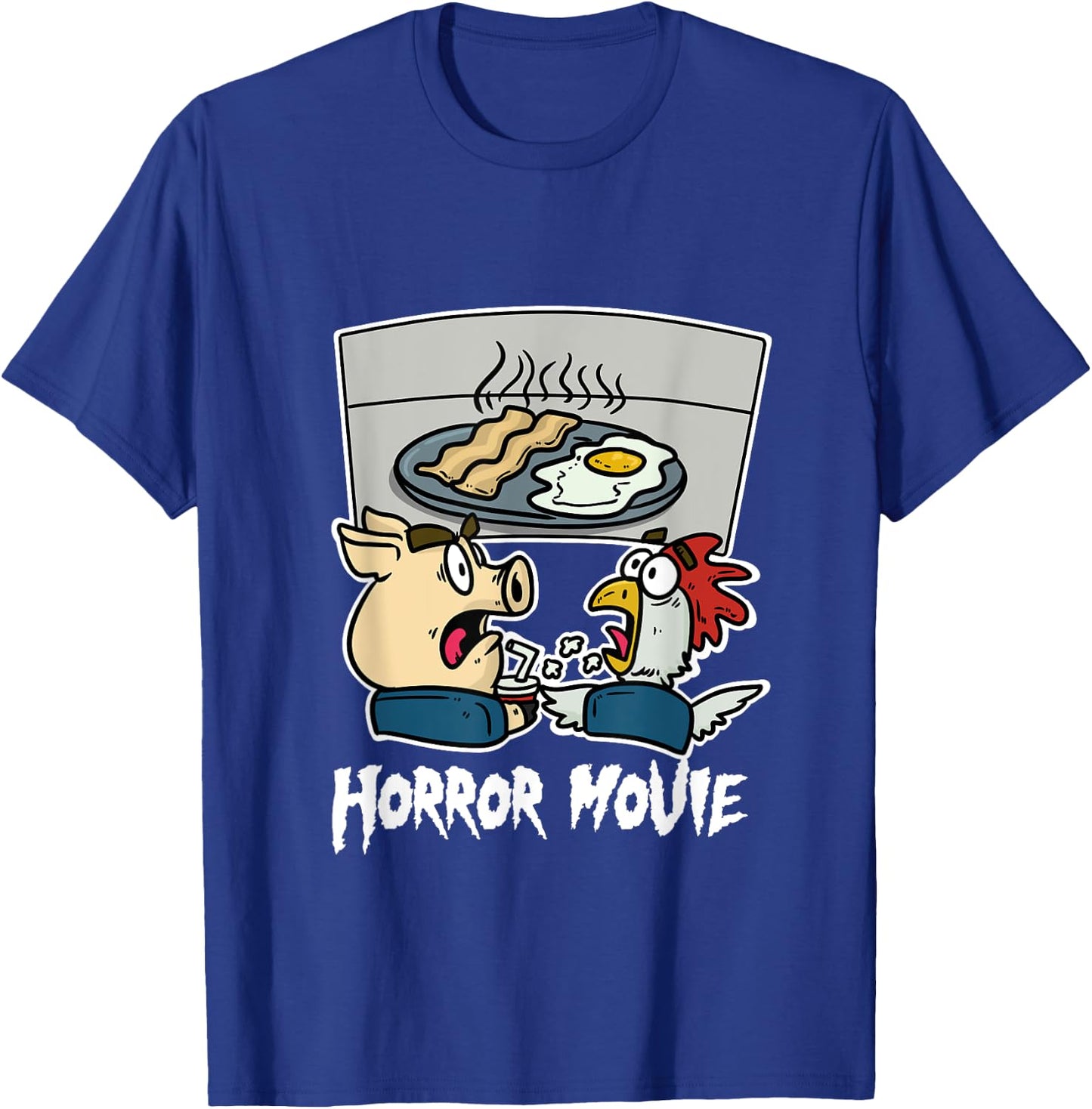 Pig Chicken Horror Film Cinema Horror Film Night Farmers T-Shirt - T-Shirt | Royal