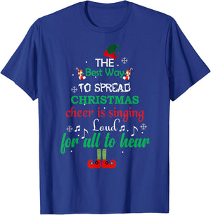 Elf Christmas Spread Cheer Tree T-Shirt - T-Shirt | Royal